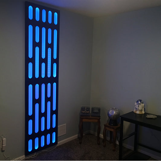 Full Size Lighted Death Star Panel, Galactic Fab, Version II, 90-3/8" x 24-1/8"